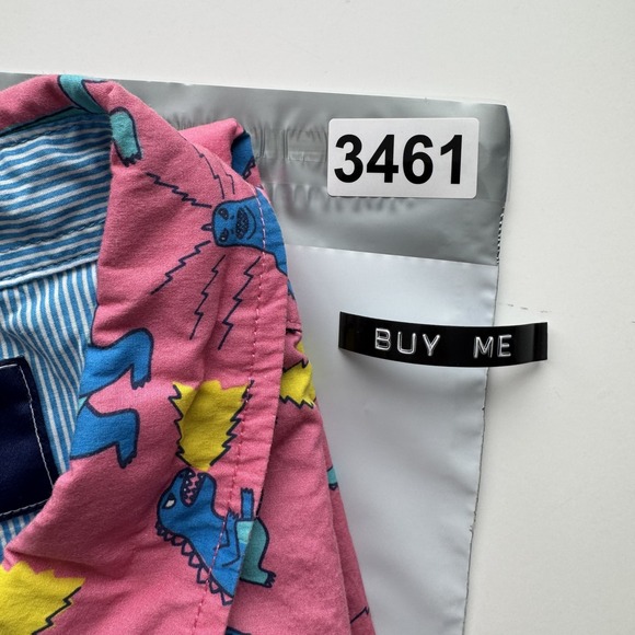 CHUBBIES Short Sleeve Button Up Dinosaur Shirt Mens Medium Pink All Over Graphic - Picture 16 of 16